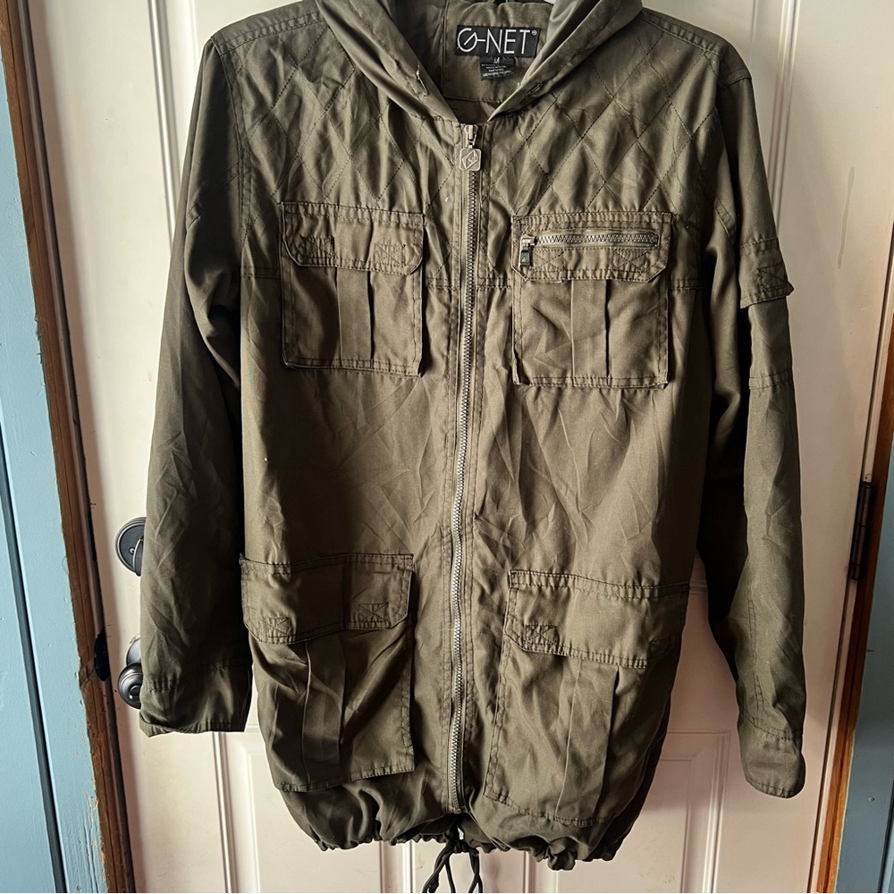 G-NET Olive Green Hooded Utility Field/ military-styled Jacket Size Medium